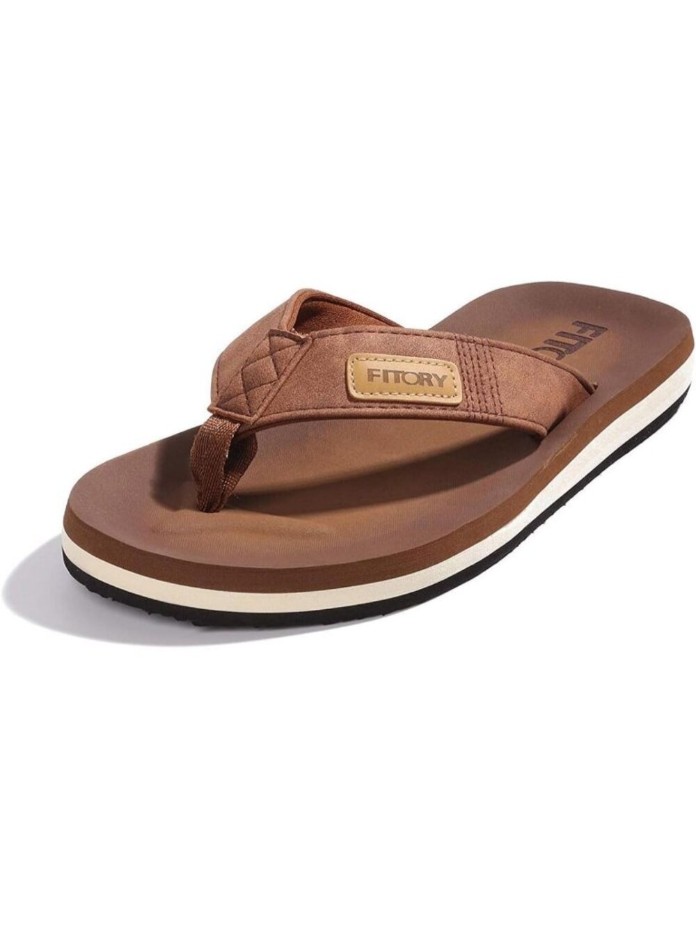 Men's Tan Flat Thongs Solid Comfort Split Toe Rubber Flip Flop Slipper Shoes